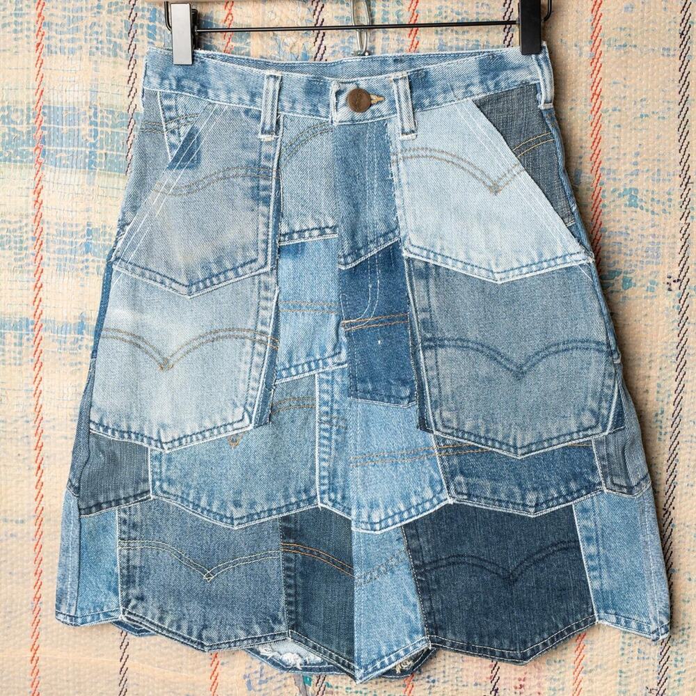 Custom upcycled patchwork skirt size 26